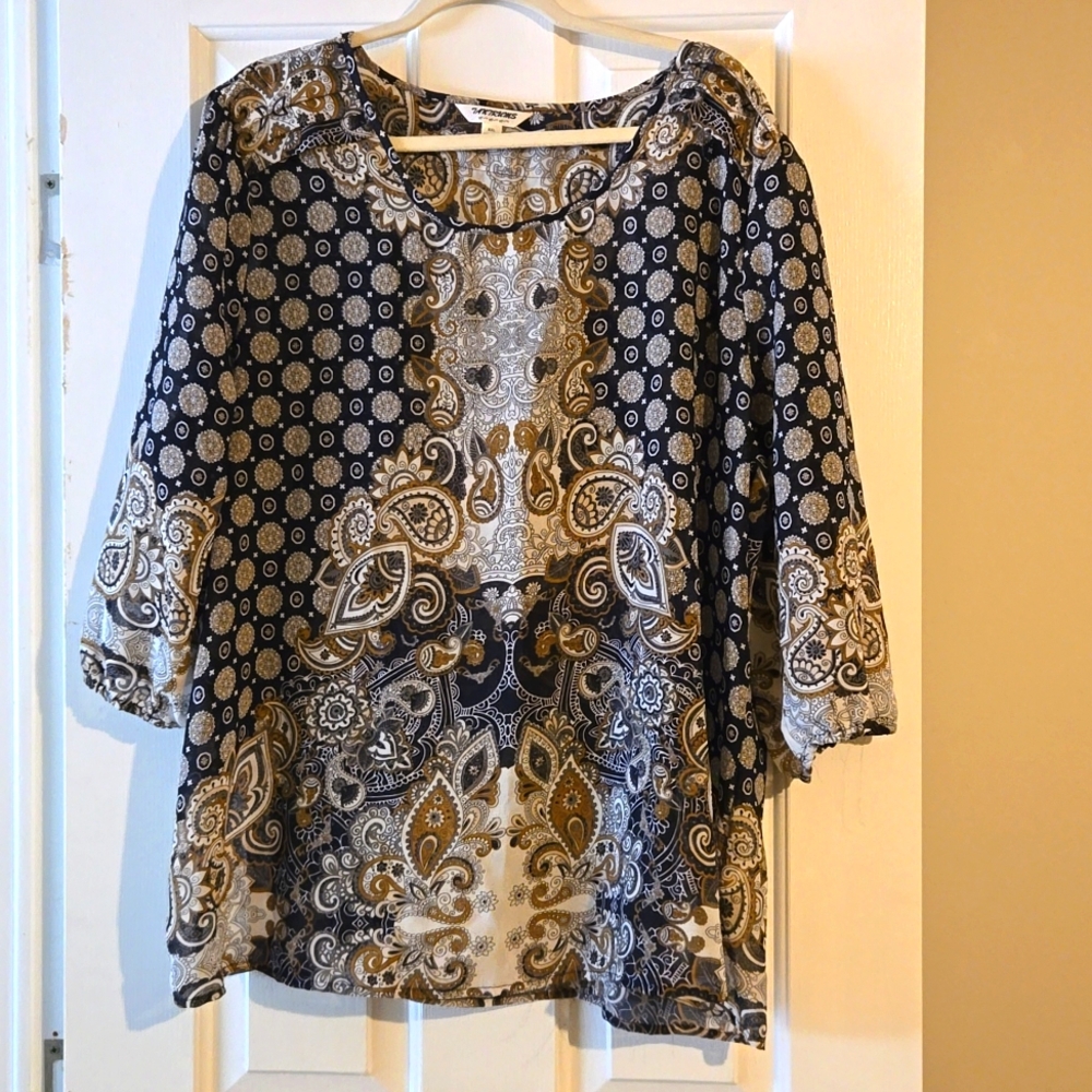 Womens semi sheer Dressy Blouse